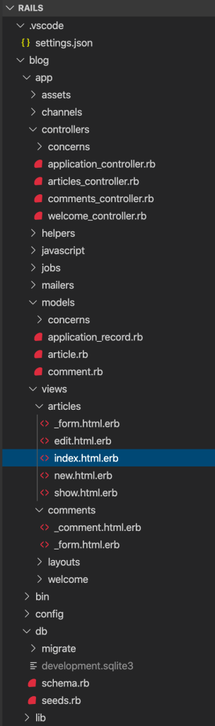 screenshot of example Rails application